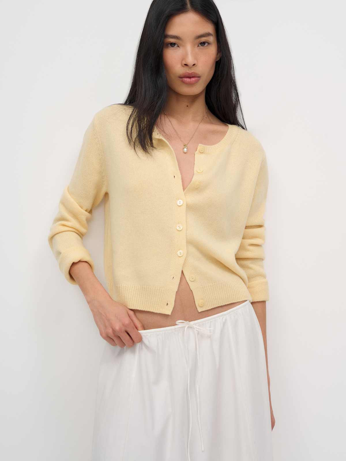 Clara Cotton Crew Cardigan | Reformation (Global)