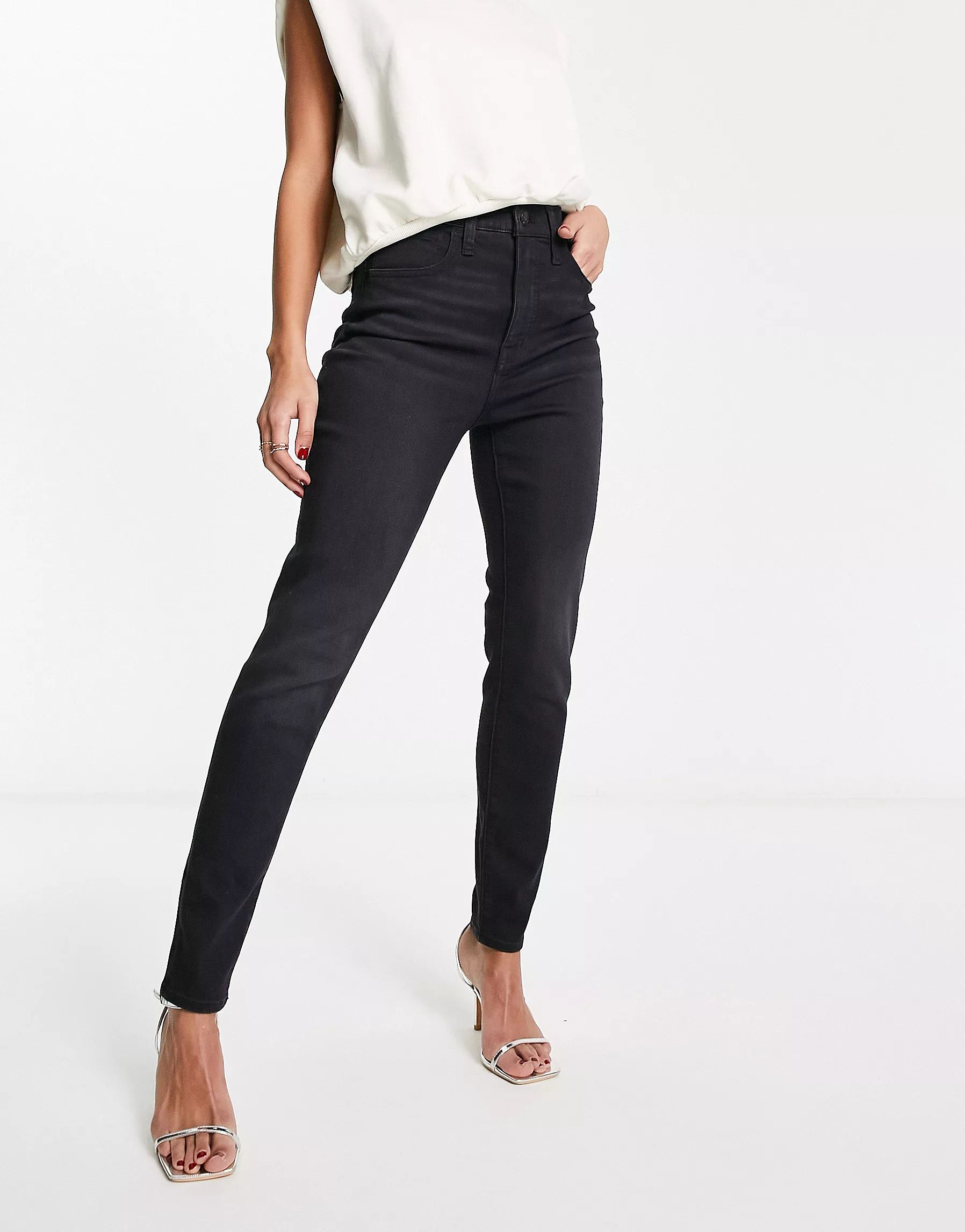 Madewell roadtripper supersoft ripped skinny jeans in wash black | ASOS (Global)