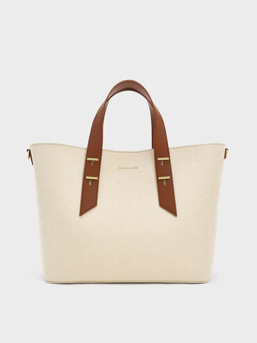 Shania Canvas Tote Bag
    
         - Chocolate | Charles & Keith UK
