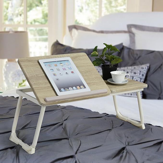 Homy Casa Laptop Desk Adjustable Portable Breakfast Serving Bed Tray with Tilting Top (Beech and ... | Amazon (CA)