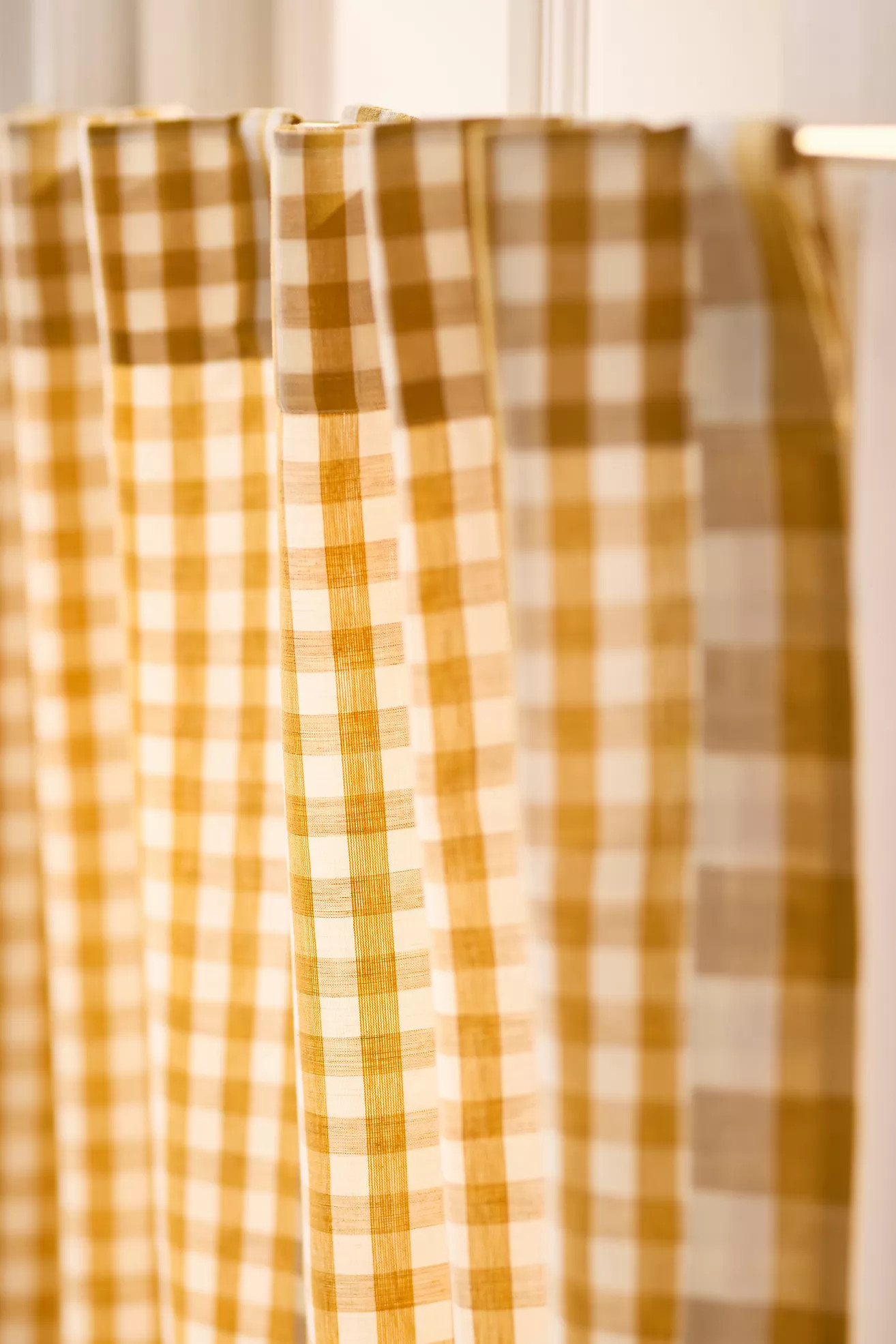 Cotton Linen Gingham Cafe Curtain, Set of 2 | Anthropologie (US)