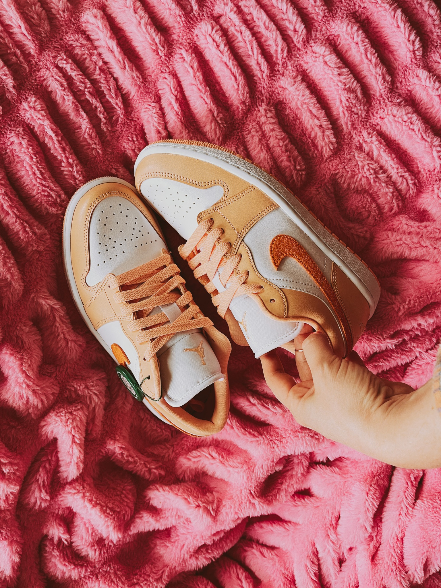 Nike air Jordan 1 low
Sunset haze orange
White sneakers
Dunks Jordans 1s
(this is the true color - stock photos are way off)

#LTKstyletip #LTKunder100 #LTKshoecrush