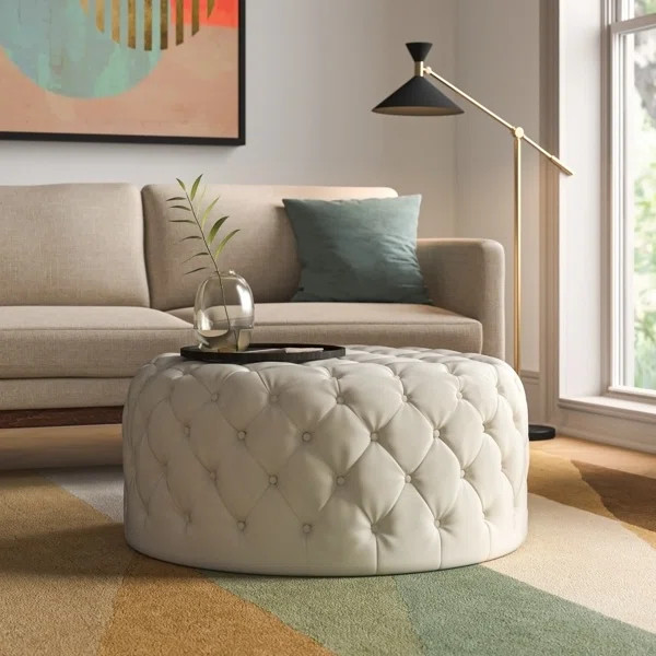 Aoki 35.5'' Wide Velvet Tufted Round Cocktail Ottoman | Wayfair North America