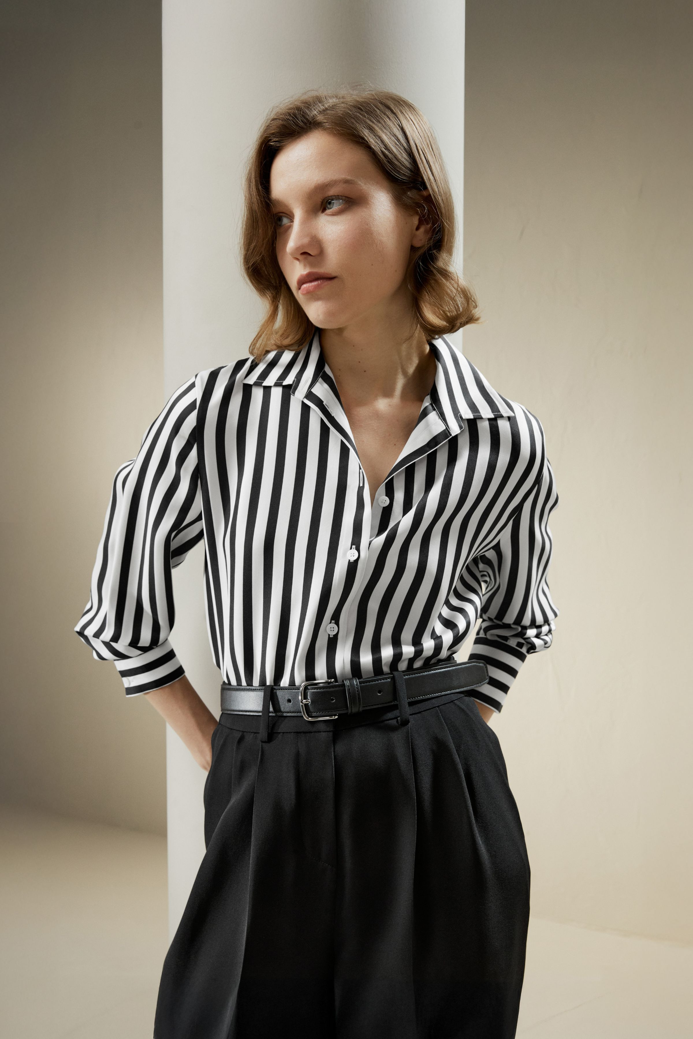 Amalfi Stripe Silk Shirt | LILYSILK