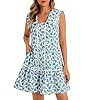 Wenrine Womens Mini Shirt Dress Casual Floral Sleeveless Collared Button Down Summer Dresses | Amazon (US)