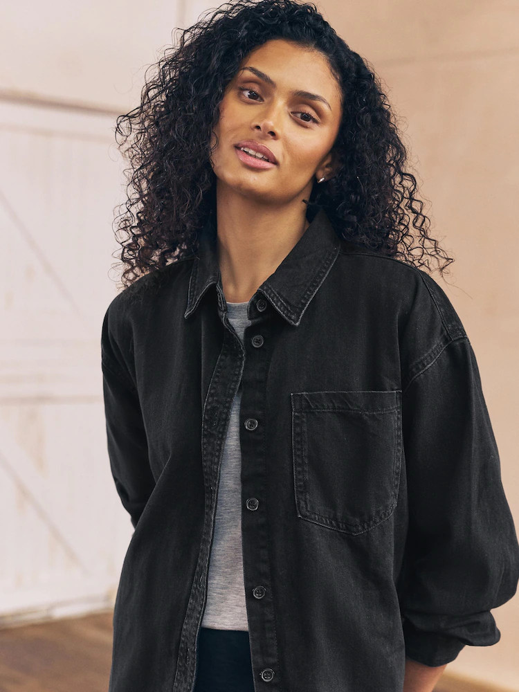 Black Oversize Denim Shirt | Next EU