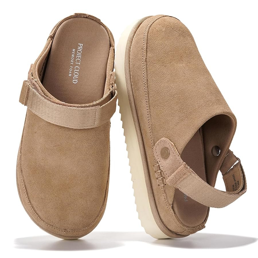 Project Cloud Genuine Suede Clogs for Women - Memory Foam Womens Clogs & Mules with Adjustable St... | Amazon (US)