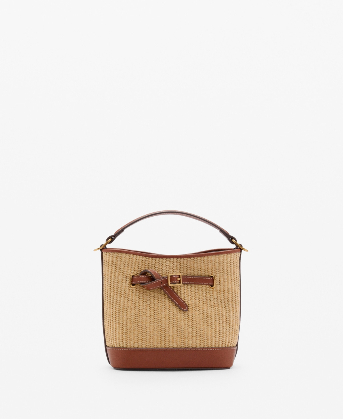 Mango Women's Buckle Detail Canvas Bucket Bag - Leather | Macy's