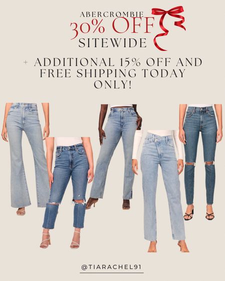 Abercrombie jeans 
“AFTIA” stacks for add’l 15% off!

#LTKSeasonal #LTKunder50 #LTKCyberweek