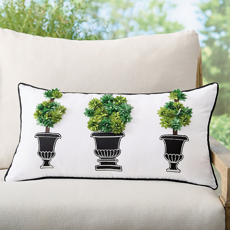 Topiary Outdoor Lumbar Pillow - Grandin Road | Grandin Road