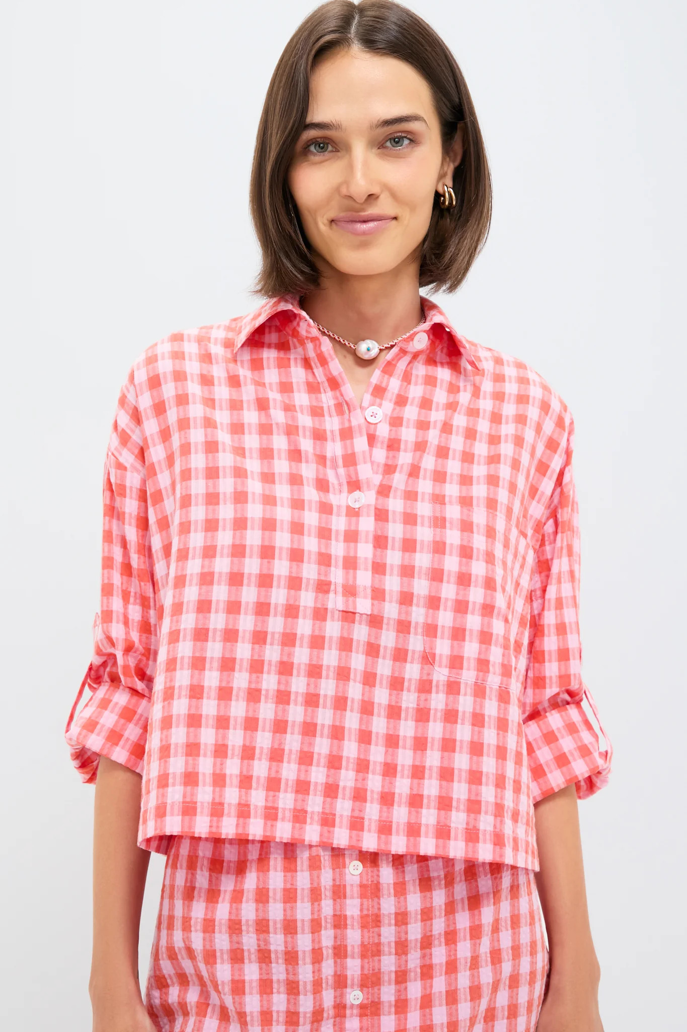 Orange and Pink Seersucker Augustus Shirt | Tuckernuck (US)