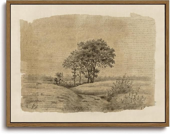 KISSFOX Framed Wall Art Vintage Wall Decor Landscape Pictures Rustic Tree Scenery Canvas Art Farm... | Amazon (US)