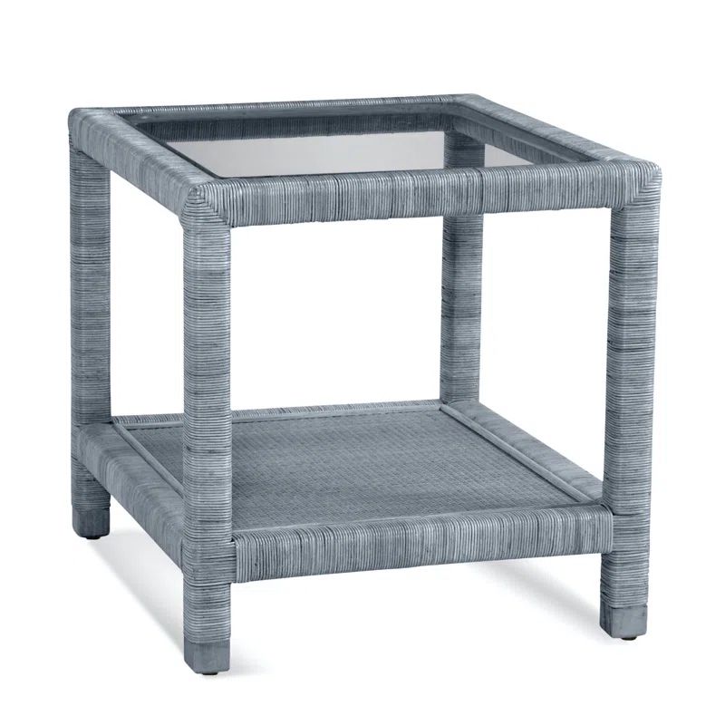 Pine Isle Glass Top End Table with Storage | Wayfair North America