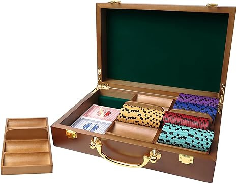 GSE Games & Sports Expert Wooden Poker Chip Case, Casino Grade Chip Holder with 3 Poker Chip Tray... | Amazon (US)
