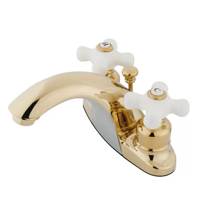 Kingston Brass English Country Two-Handle 3-Hole Deck Mount 4" Centerset Bathroom Faucet with Plastic Pop-Up | Wayfair North America