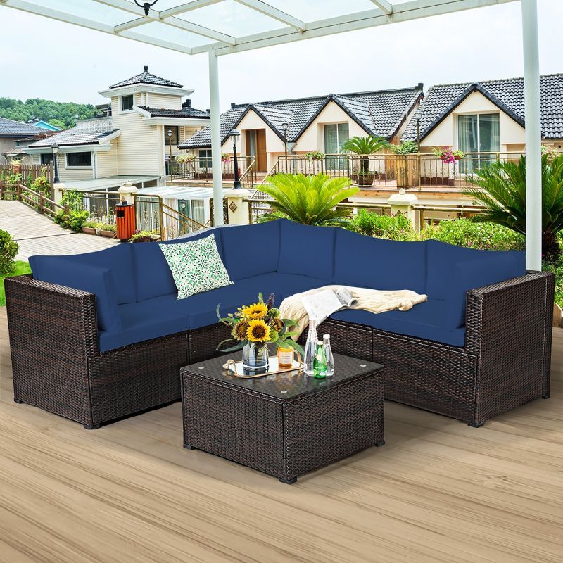 Costway 6PCS Rattan Patio Sectional Sofa Conversation Set Outdoor | Target