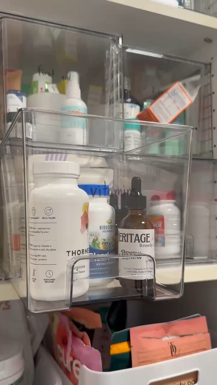 My favorite clear stackable cabinet drawers that keep all our meds and vitamins organized, visible, and easy to grab! 🤍

#LTKsalealert #LTKhome #LTKfindsunder50