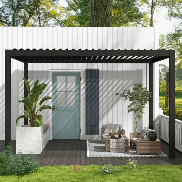 111DA Full Aluminum Frame Pergola with Adjustable Double-Layer Louvers | Wayfair North America