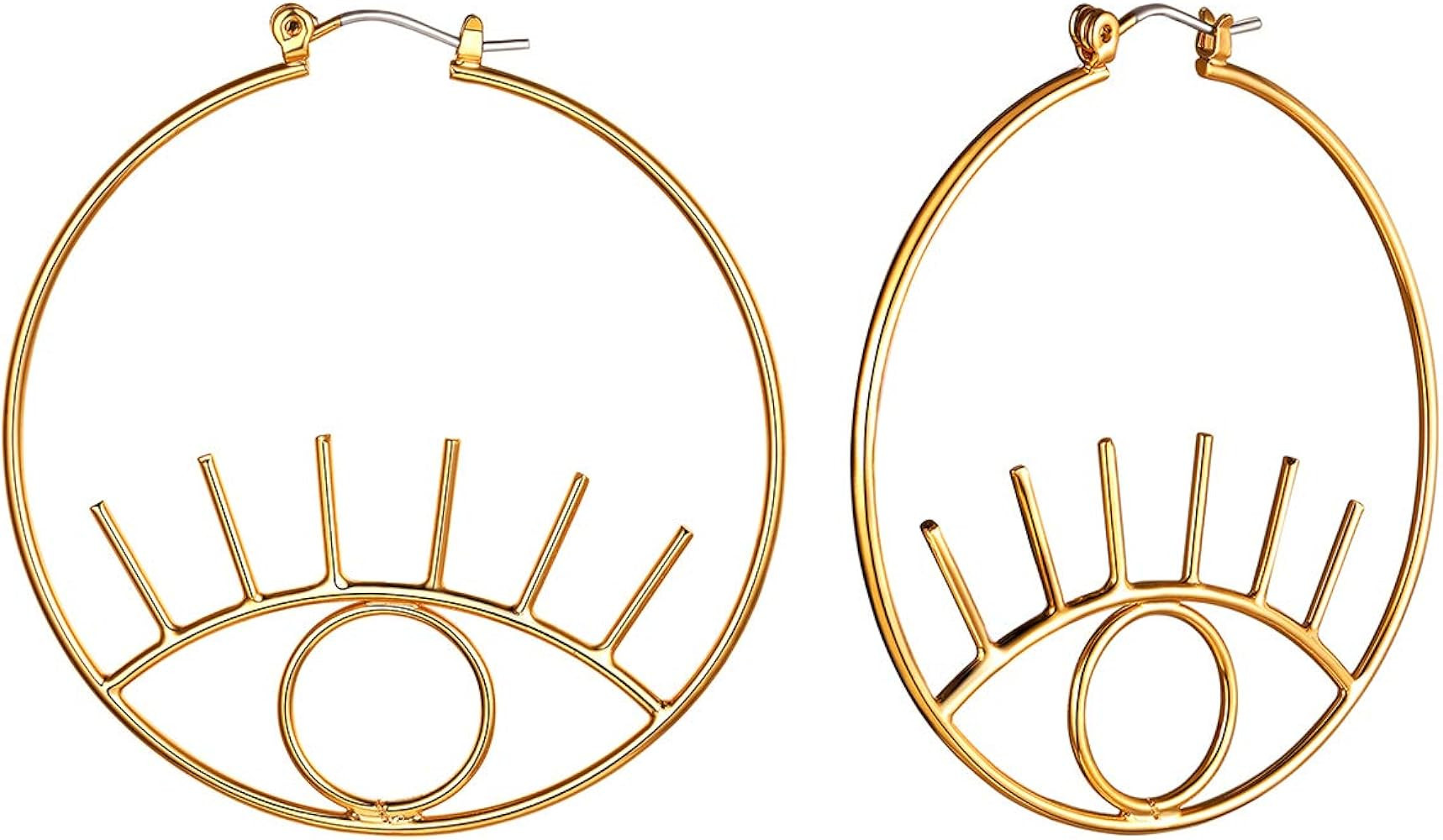 FOCALOOK Gold Eye Earrings for Women 18K Gold Plated Dangle Abstract Evil Eye Hoop Earrings | Amazon (US)