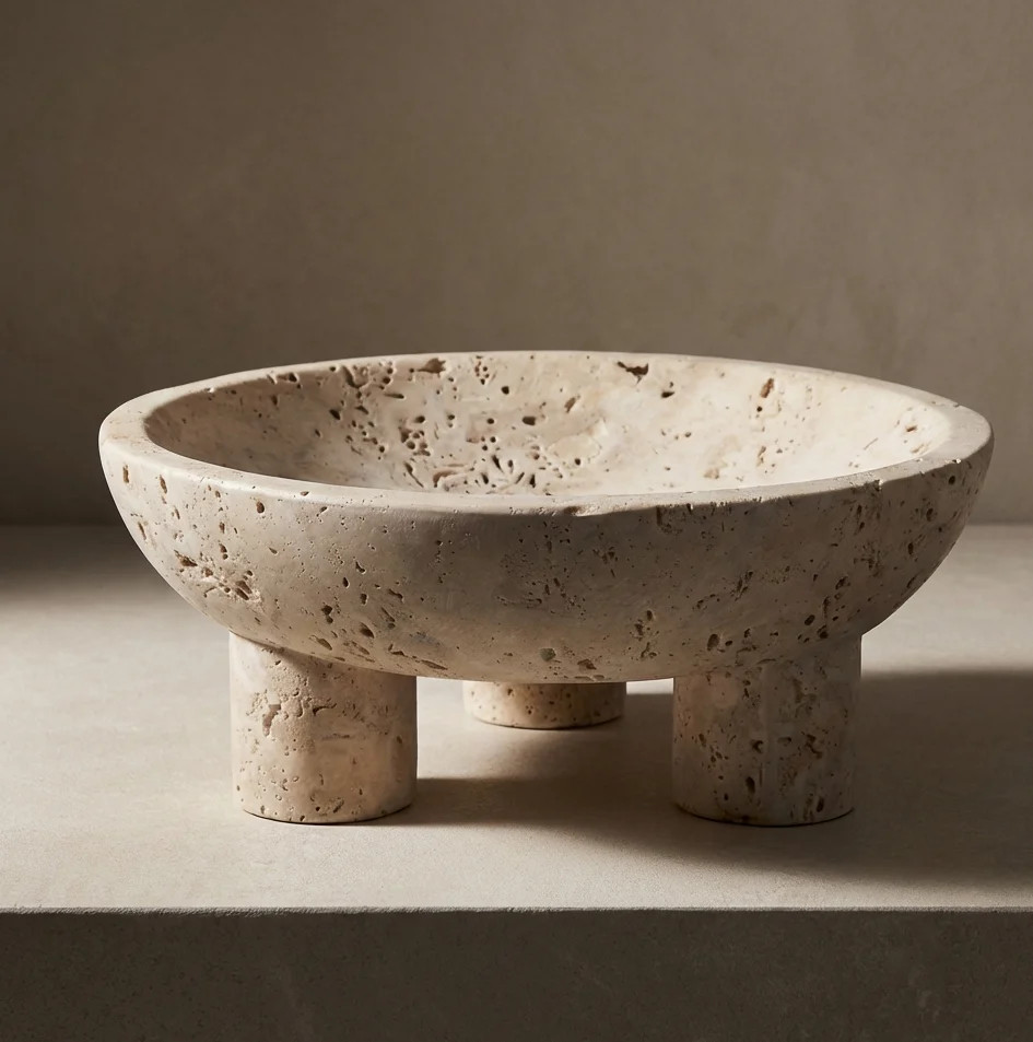Capri Footed Travertine Tazza - Limited Release | Pepper + Vetiver