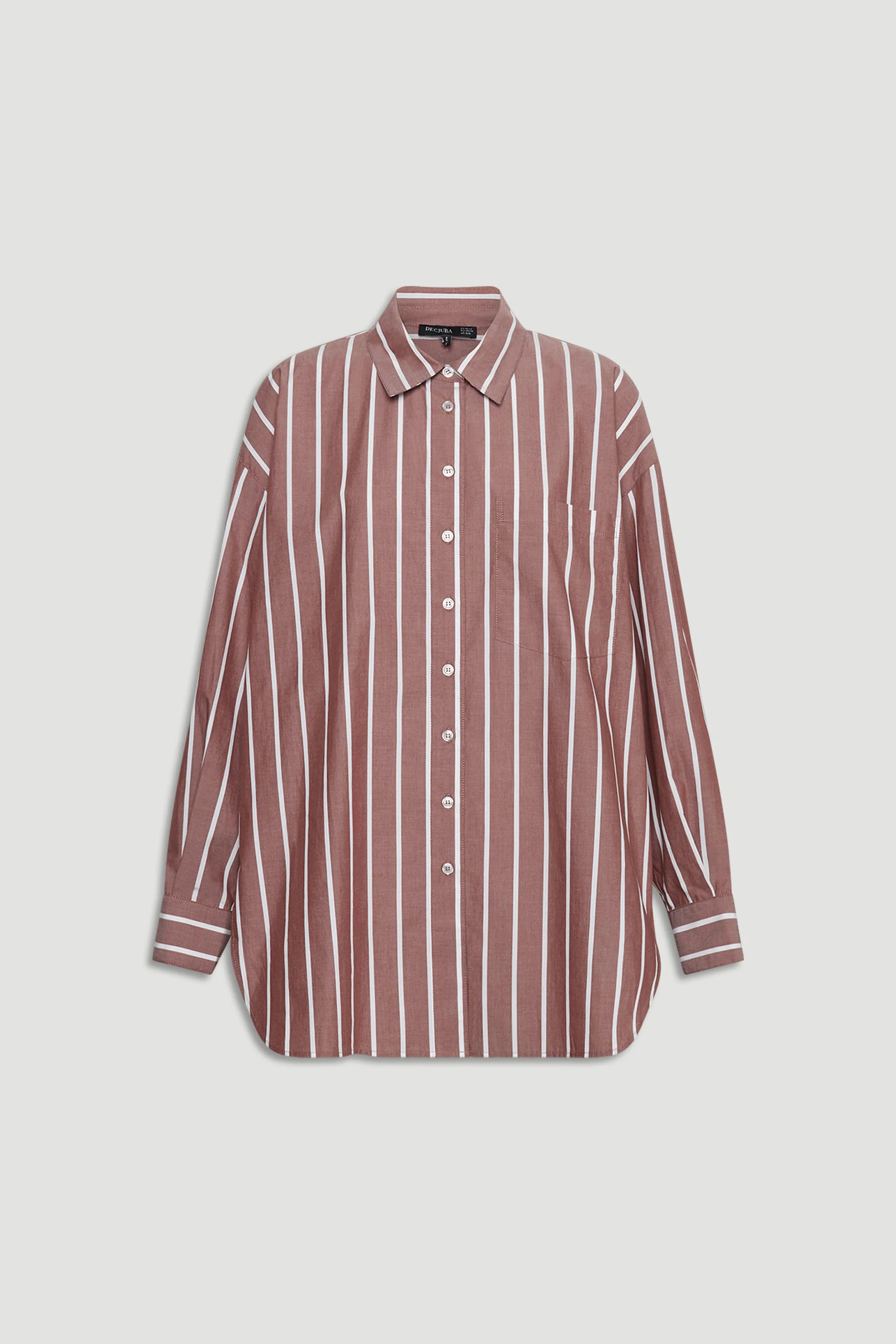 Ella Oversized Shirt - Cinnamon Stripe | DECJUBA