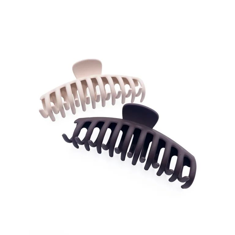 Time and Tru Women's Hair Claw Clip Set, 2 Pack, Brown | Walmart (US)
