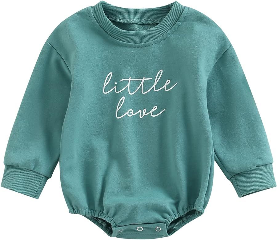 Baby Girls Boy Oversized Sweatshirt Romper Newborn Infant Long Sleeve Onesie Sweater Top Valentines  | Amazon (US)
