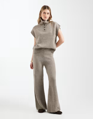 ASOS DESIGN funnel neck tank & wide leg trouser co-ord in mocha | ASOS (Global)