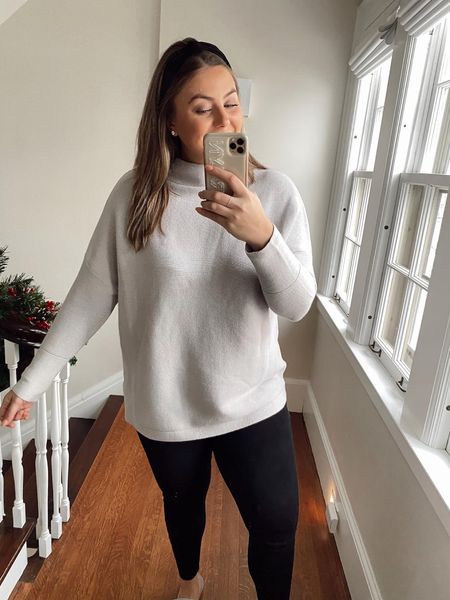 Still trying to stay warm this winter? Love this oversized sweater. Perfect to wear with leggings. Wearing size M (sized down, runs generous- pre-pregnancy). 

#LTKstyletip #LTKmidsize #LTKfindsunder50
