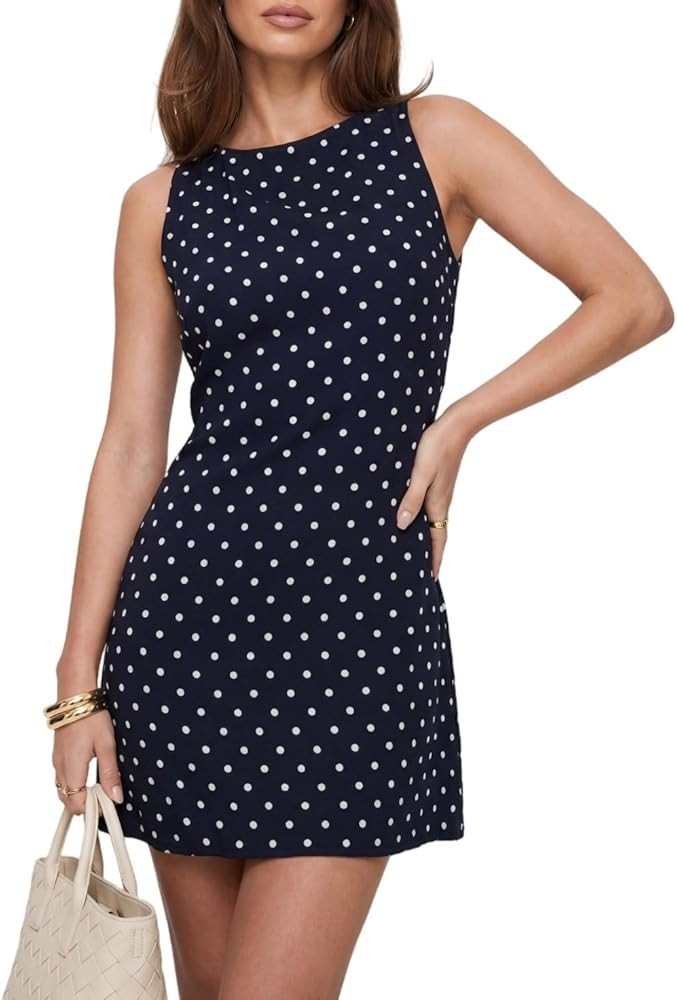 Women's Sleeveless Polka Dot Dress - Backless Design, Vintage Summer Casual and Party Mini Dresse... | Amazon (US)