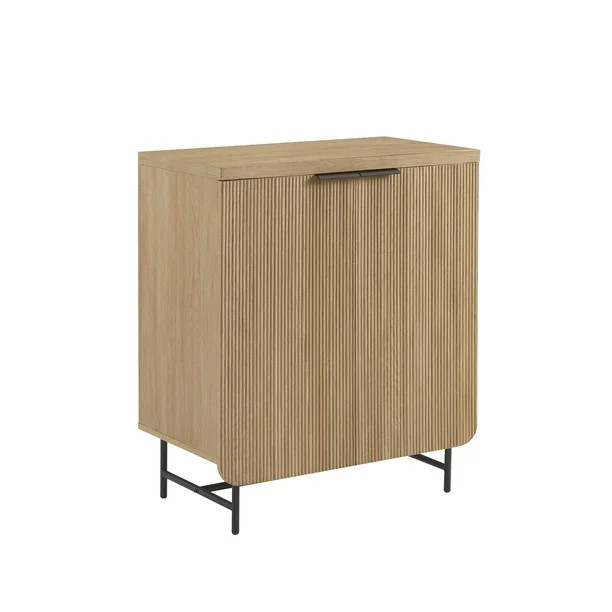 Manor Park 32" Scandinavian 2 Door Reeded-Front Accent Cabinet, Coastal Oak/ Black - Walmart.com | Walmart (US)