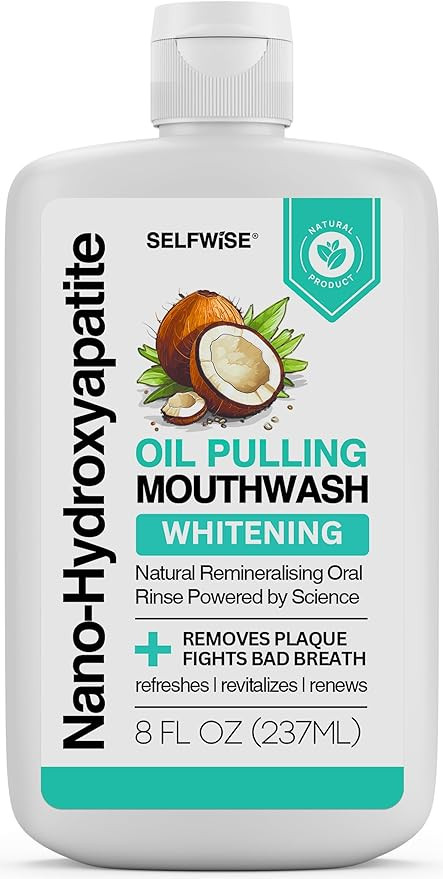Nano-Hydroxyapatite Oil Pulling Whitening Mouthwash for Teeth and Gums, Natural & Organic, Whiten... | Amazon (US)
