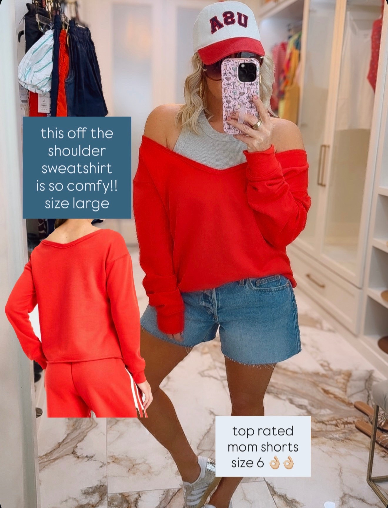 Cutest casual summer outfit 
Large in sweatshirt , 6 in shorts 