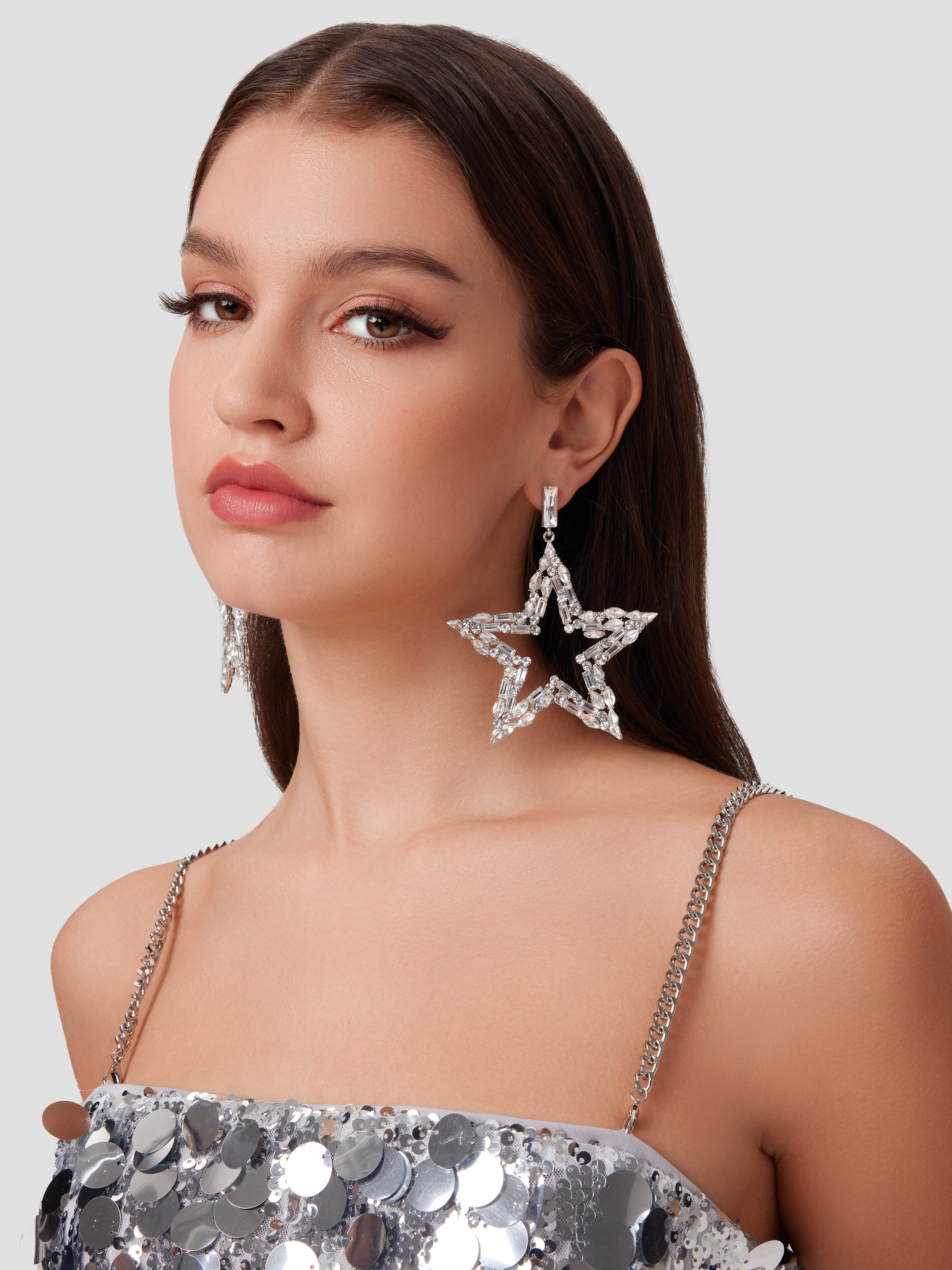 Star Pattern Rhinestone Earrings | Cider