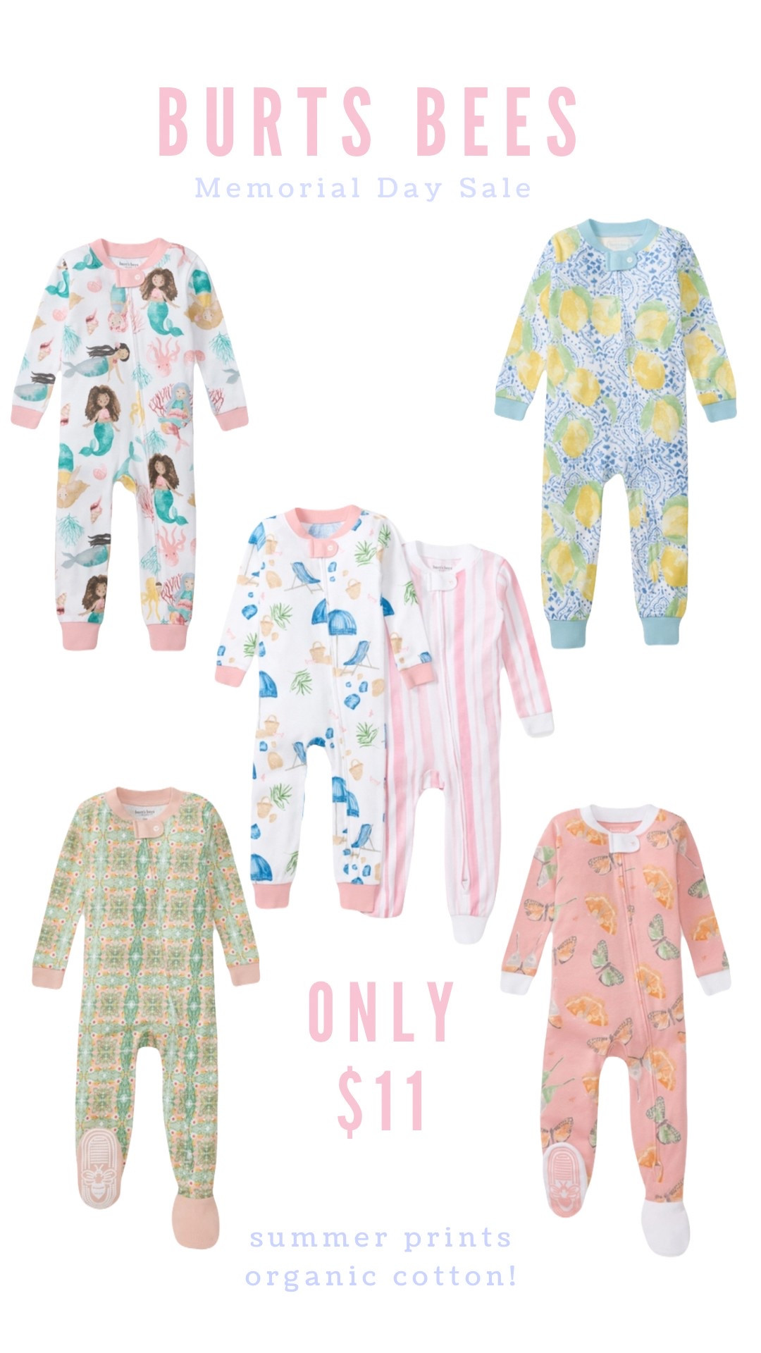 Burt’s bees baby Memorial Day sale! Pajamas only $11! Organic cotton!!