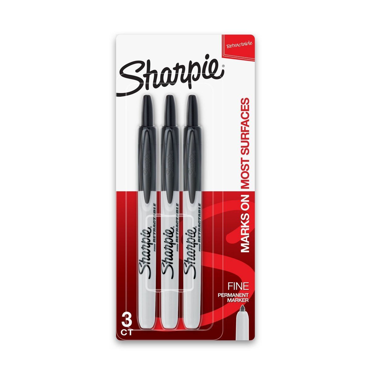 Sharpie 3pk Permanent Markers Retractable Fine Tip Black | Target