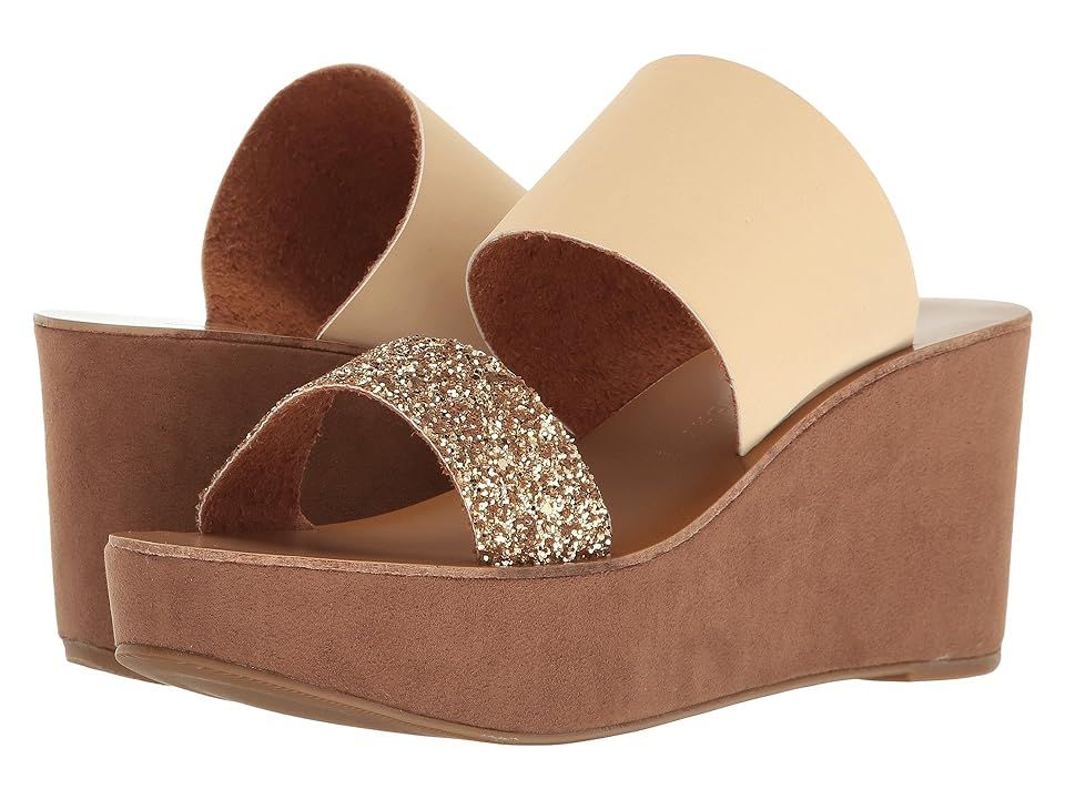 Chinese Laundry Ollie Sandal (Gold Glitter/Sand Nubuck) Women's Wedge Shoes | 6pm