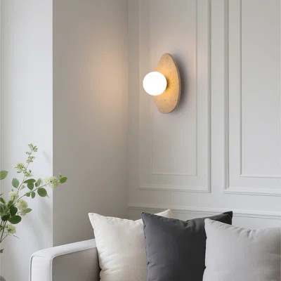 Tivoli 12" Modern Minimalist 1-Light Ovoid Travertine LED Wall Sconce | Wayfair North America