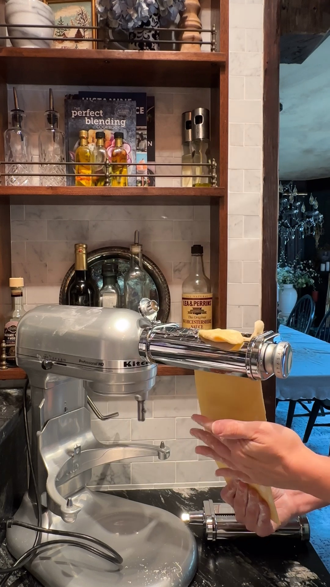 Making Fresh pasta?  Yes please!⬇️
2 cups OO flour & a dash of salt in your mixer with the paddle.  Then drizzle a whisked mixture in with machine on 2: 2 tblsp water, 2 tblsp olive oil, 2 yolks and two eggs.  knead for four minutes then feed 1/3 dough ball  through the attachments… we do setting 1, 4, 6 on flat attachment then run it through the spaghetti attachment.  Boil 1-5 minutes depending on size.  Prepare as usual and serve!

#LTKVideo #LTKhome #LTKSeasonal