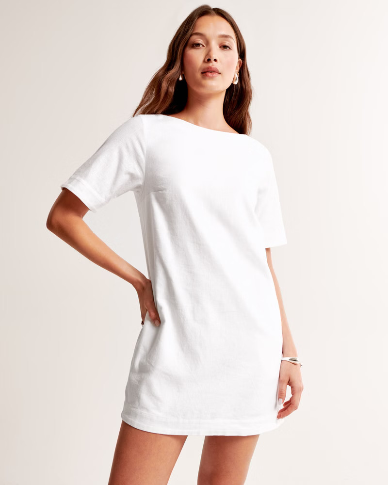 Women's Linen-Blend T-Shirt Dress | Women's Dresses & Jumpsuits | Abercrombie.com | Abercrombie & Fitch (US)
