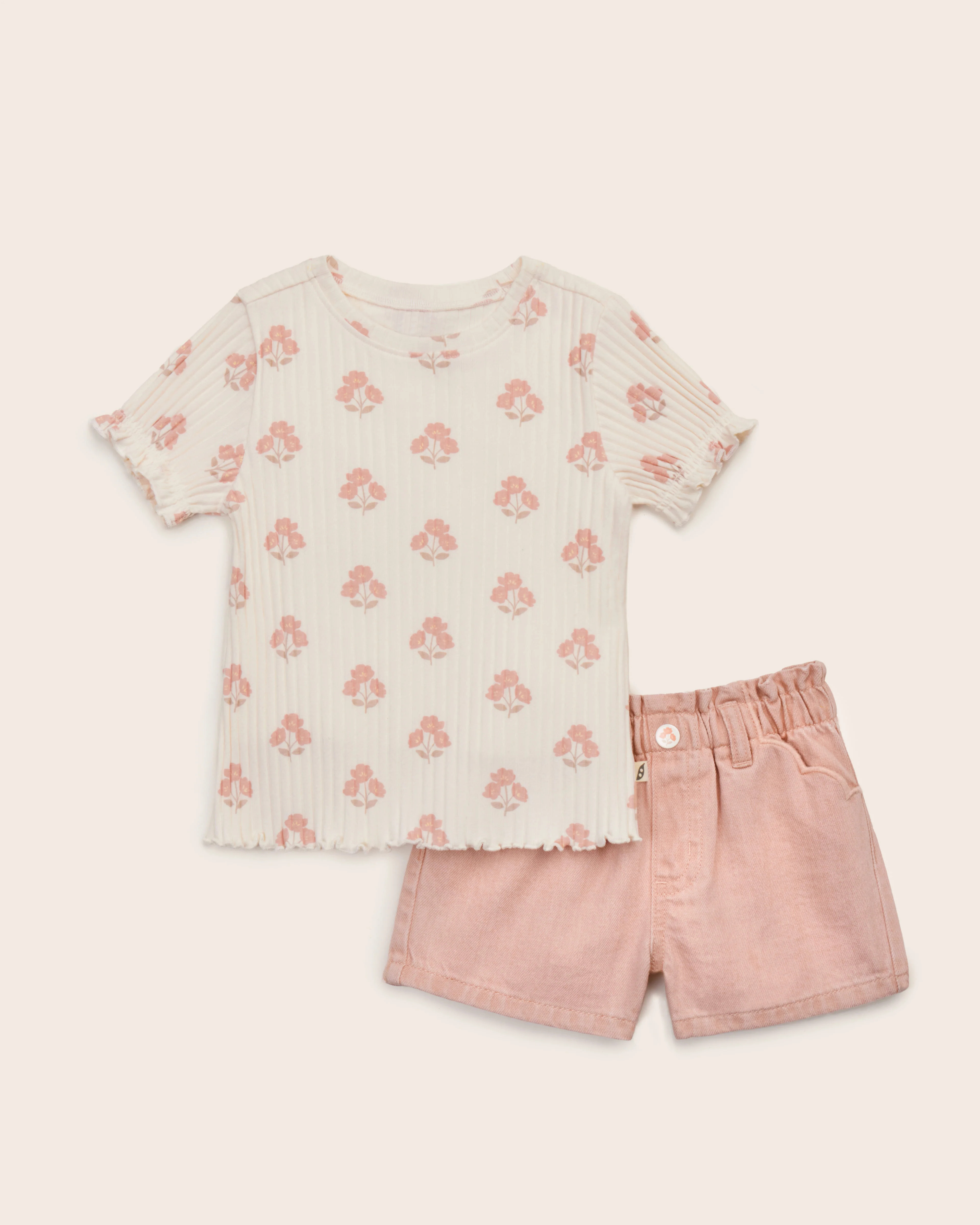 2-Piece Floral Top and Denim Short Set | easy-peasy