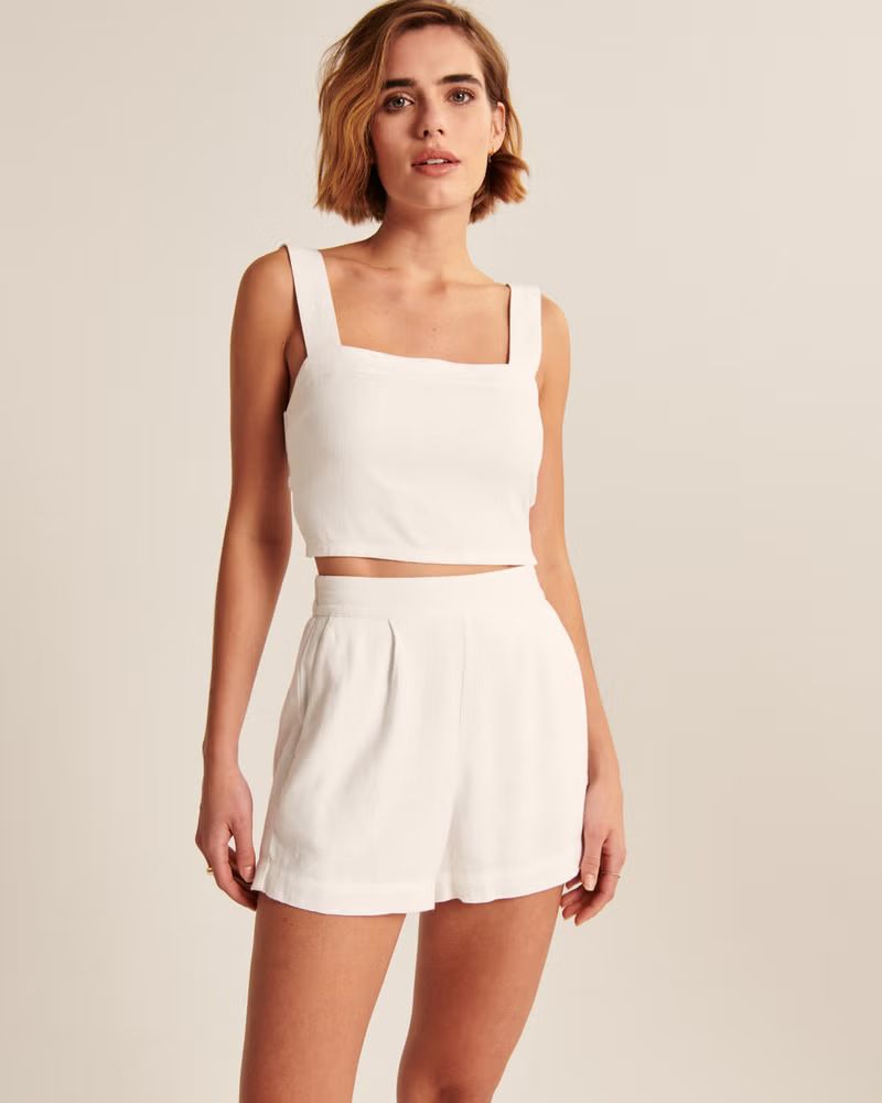 Women's Linen-Blend Pull-On Shorts | Women's The A&F Getaway Shop | Abercrombie.com | Abercrombie & Fitch (US)
