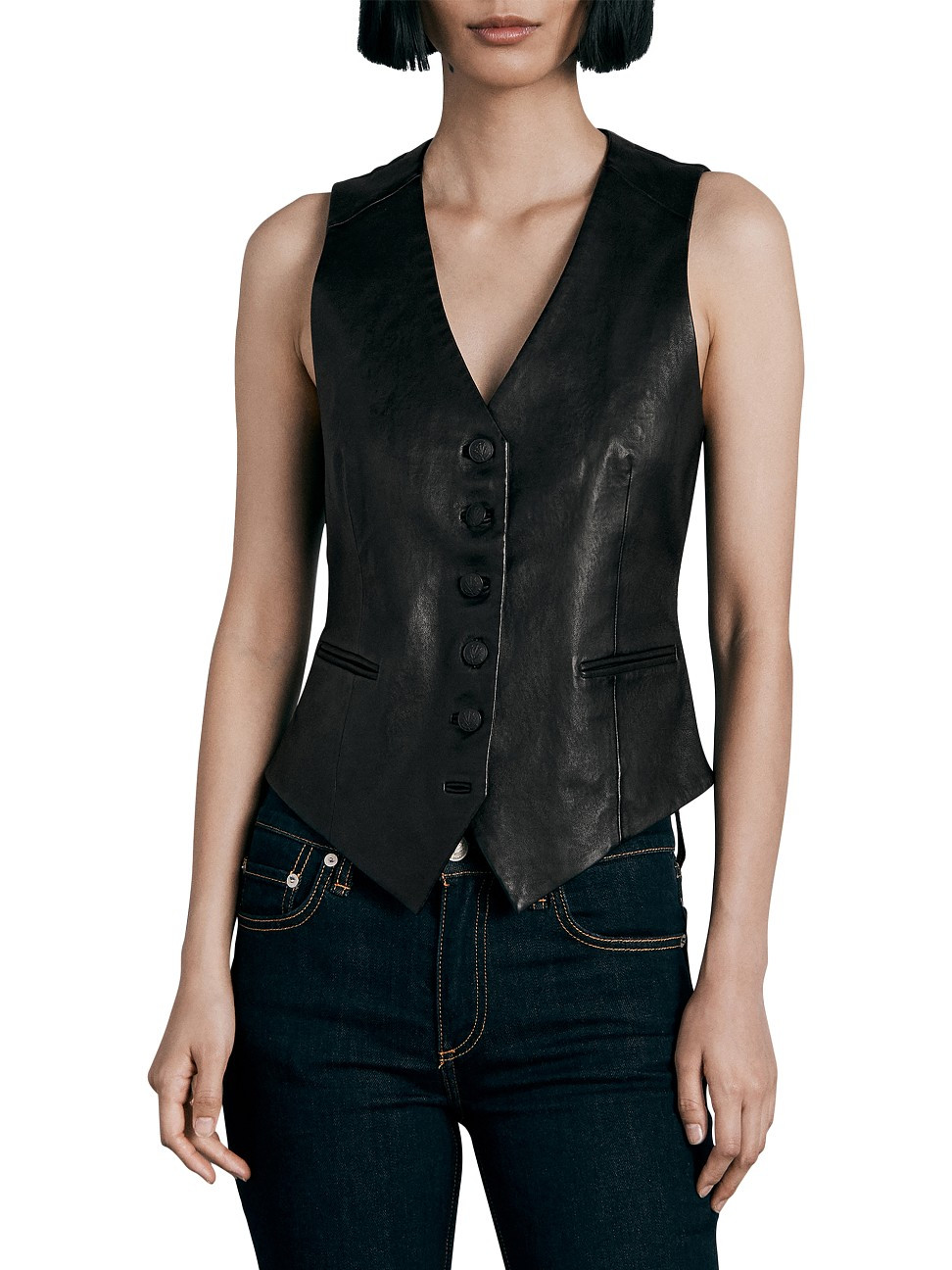Women's Vanessa Lamb Leather Vest - Black - Size 8 - Black - Size 8 | Saks Fifth Avenue