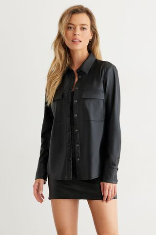Faux Leather Shirt | Dynamite Clothing