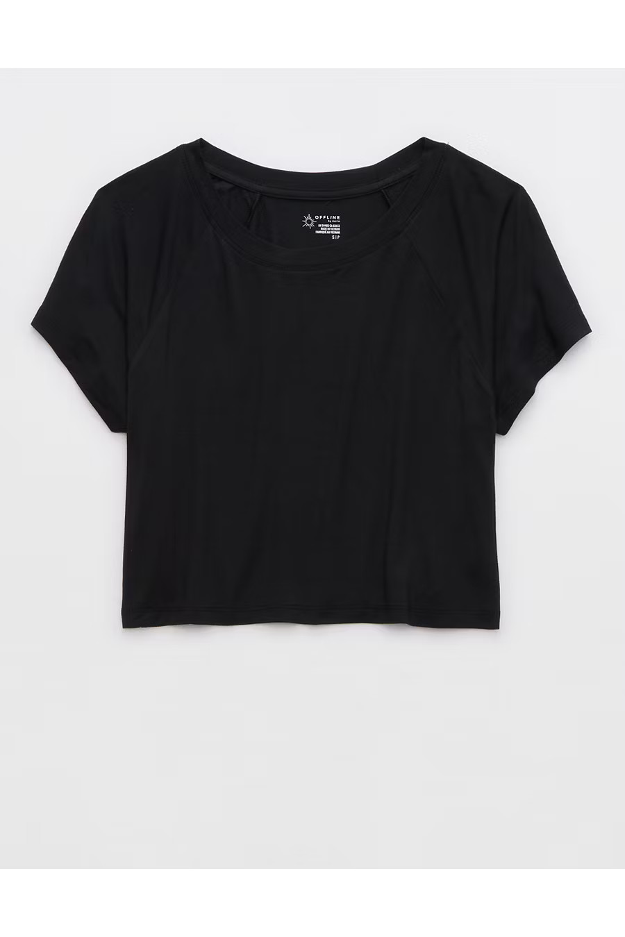 OFFLINE By Aerie Thumbs Up Cropped T-Shirt Women's True Black XXS | Aerie