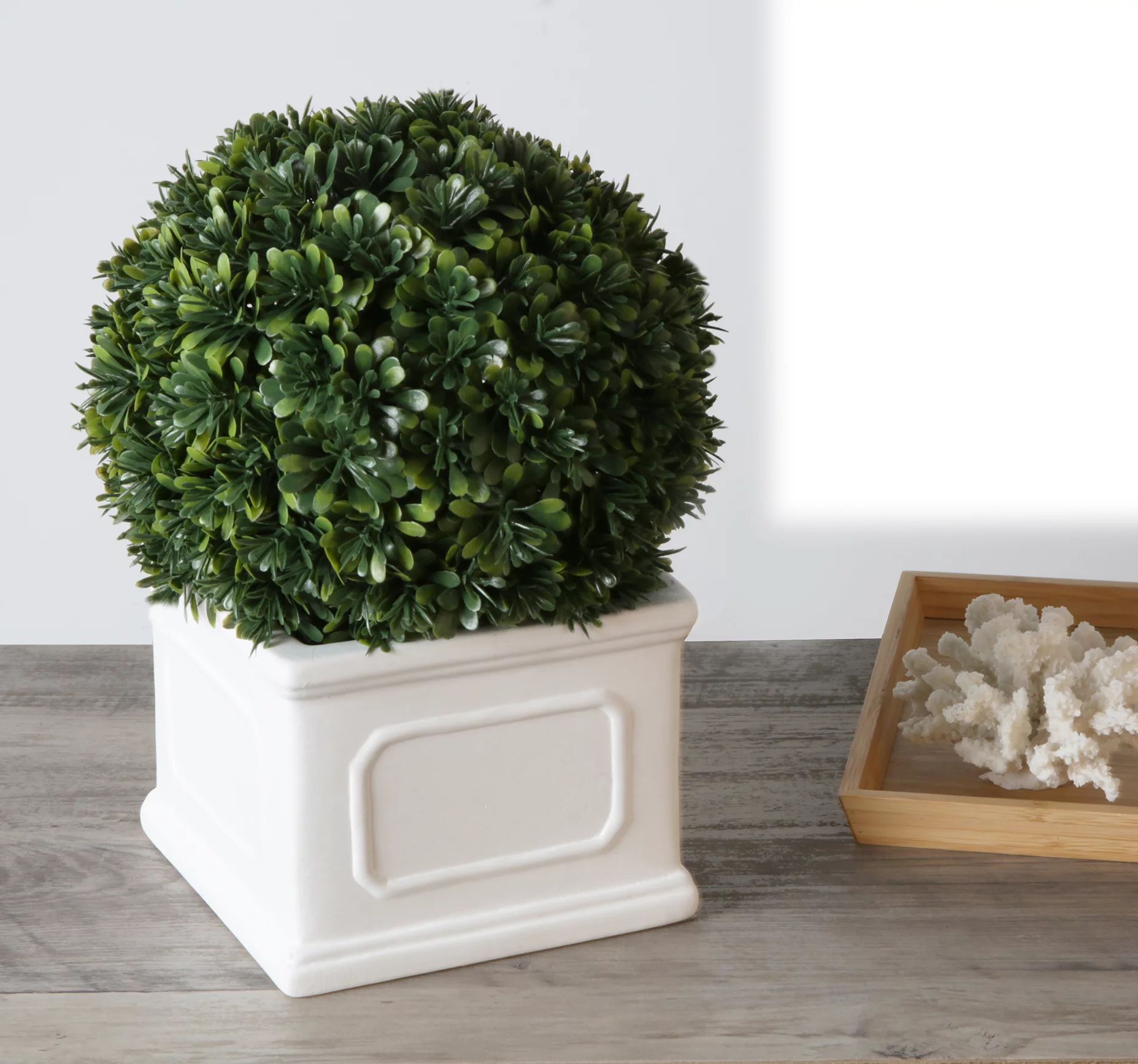 Better Homes & Gardens Artificial Boxwood Plant in White Planter, 9" H | Walmart (US)