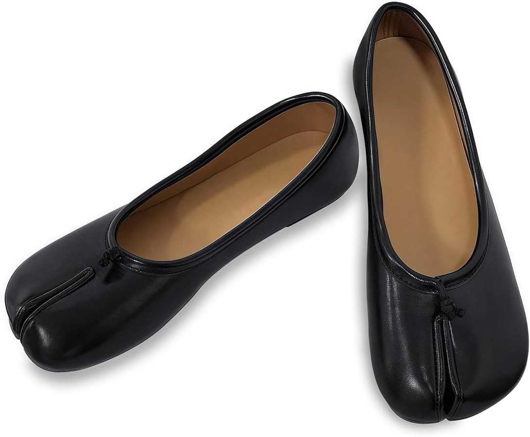 TENGTA Tabi Ballet Flats Women Wide Width Split Toe Low Heel Flats Shoes Japanese Tabis Shoe for ... | Amazon (US)