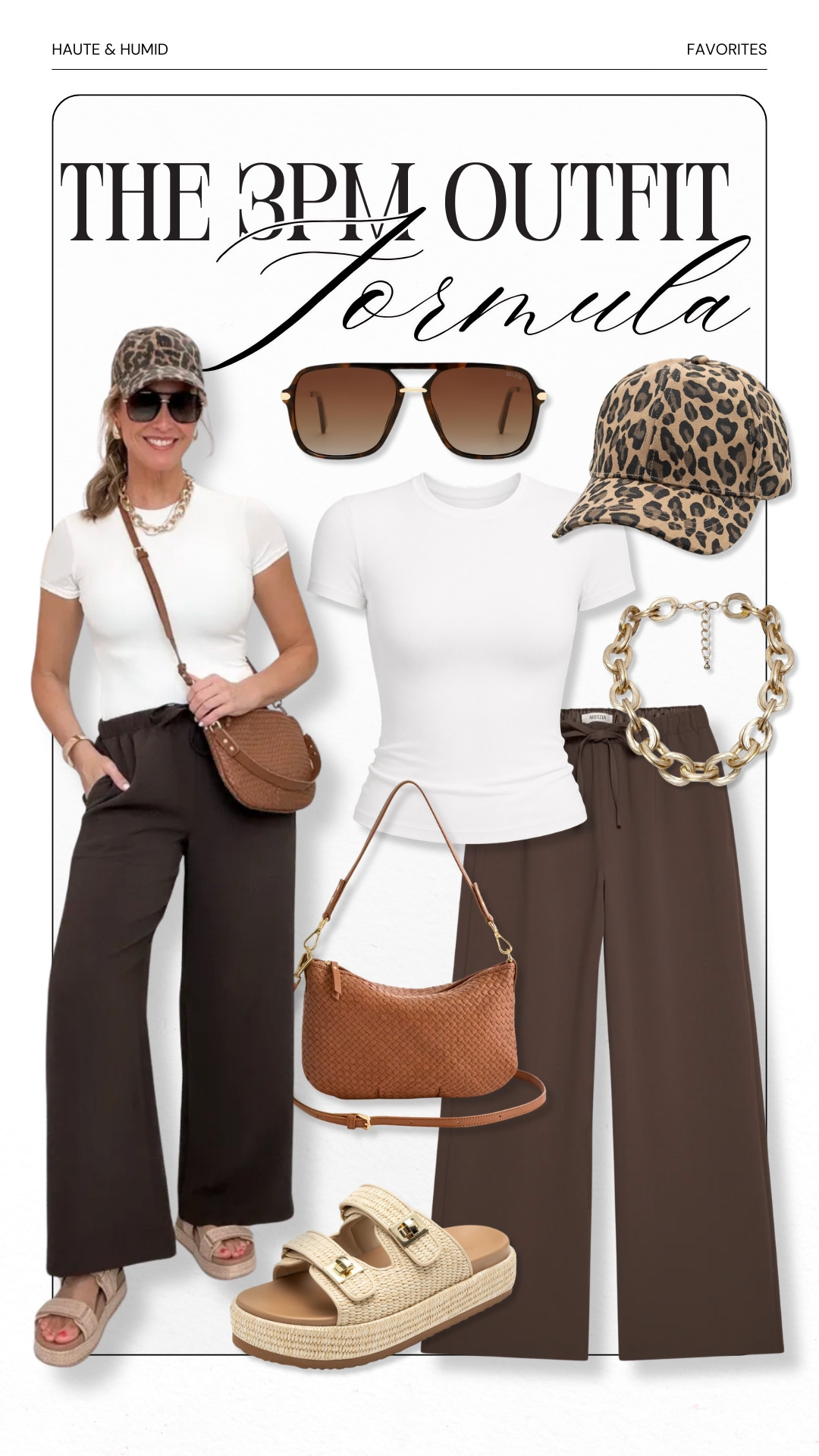 My 3PM outfit formula lately: a fitted tee, wide leg pants, and a few accessories that do all the work. Comfy enough for afternoon errands but still cute enough to keep wearing into dinner.

casual fall outfit, everyday outfit, wide leg pants, fitted tee, leopard hat, woven bag, platform sandals, early fall style, mom outfit, transitional outfit, hauteandhumid

#LTKootd #LTKSeasonal #LTKOver40