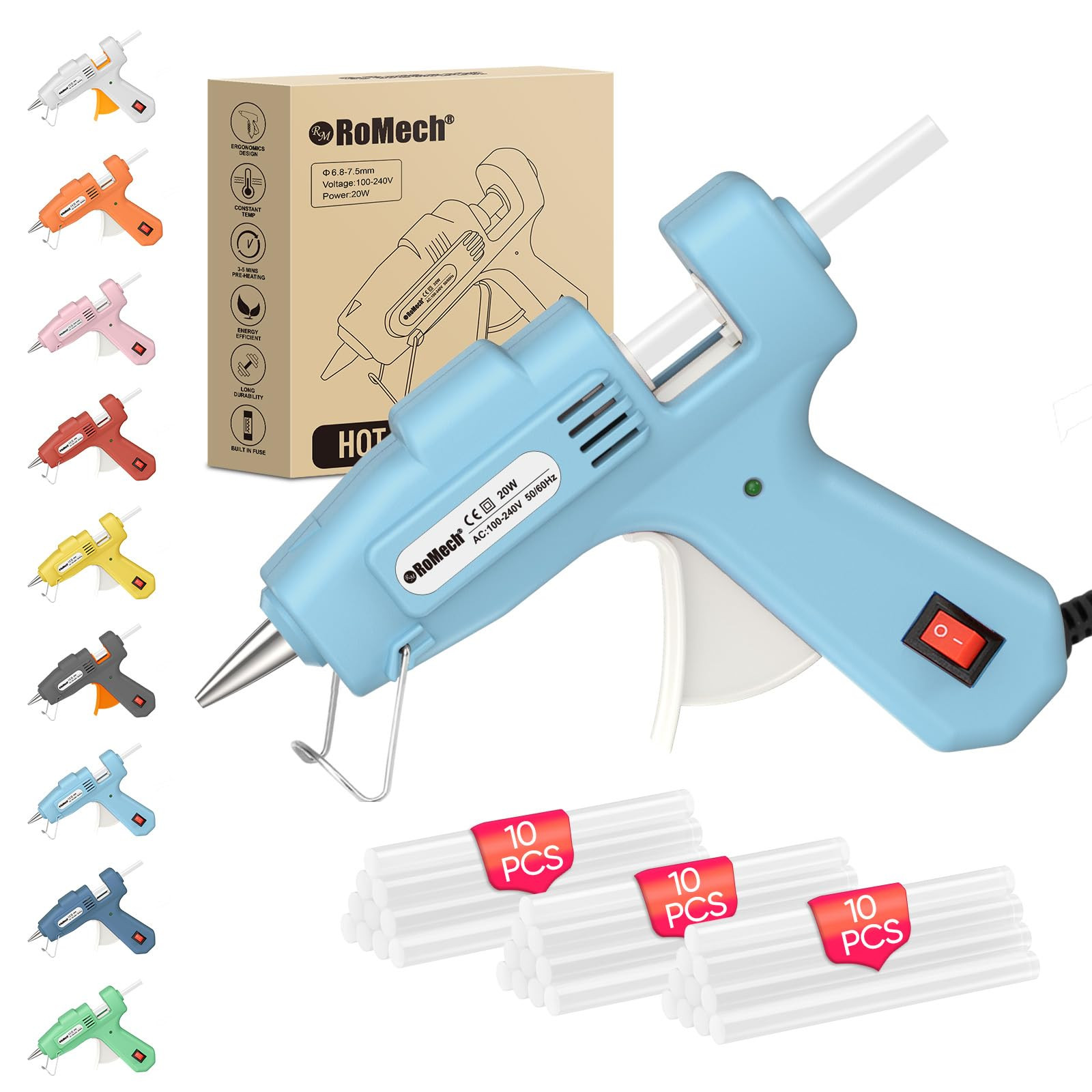 ROMECH 20W Mini Hot Glue Gun with 30 Glue Sticks Set, Fast Preheating Hot Glue Gun Kit Heavy Duty... | Amazon (US)