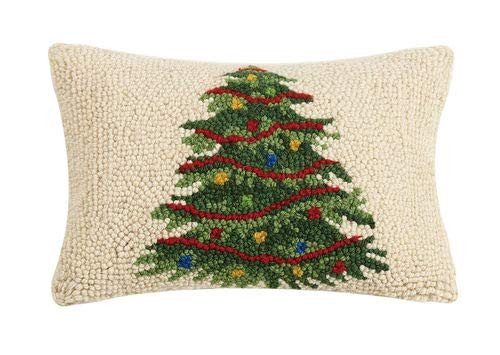 Peking Handicraft Decorated Lighted Christmas Tree Hooked Wool Pillow 8 x 12 | Amazon (US)